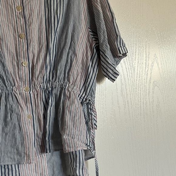 Madewell striped drawstring button front‎ blouse size Small Host Pick! - Picture 9 of 14